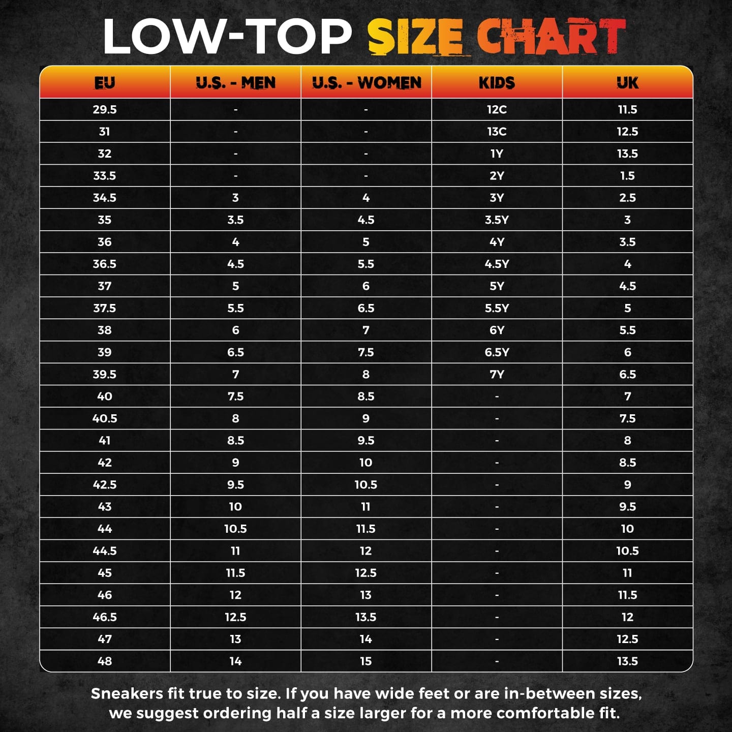 Size Chart | Low-top